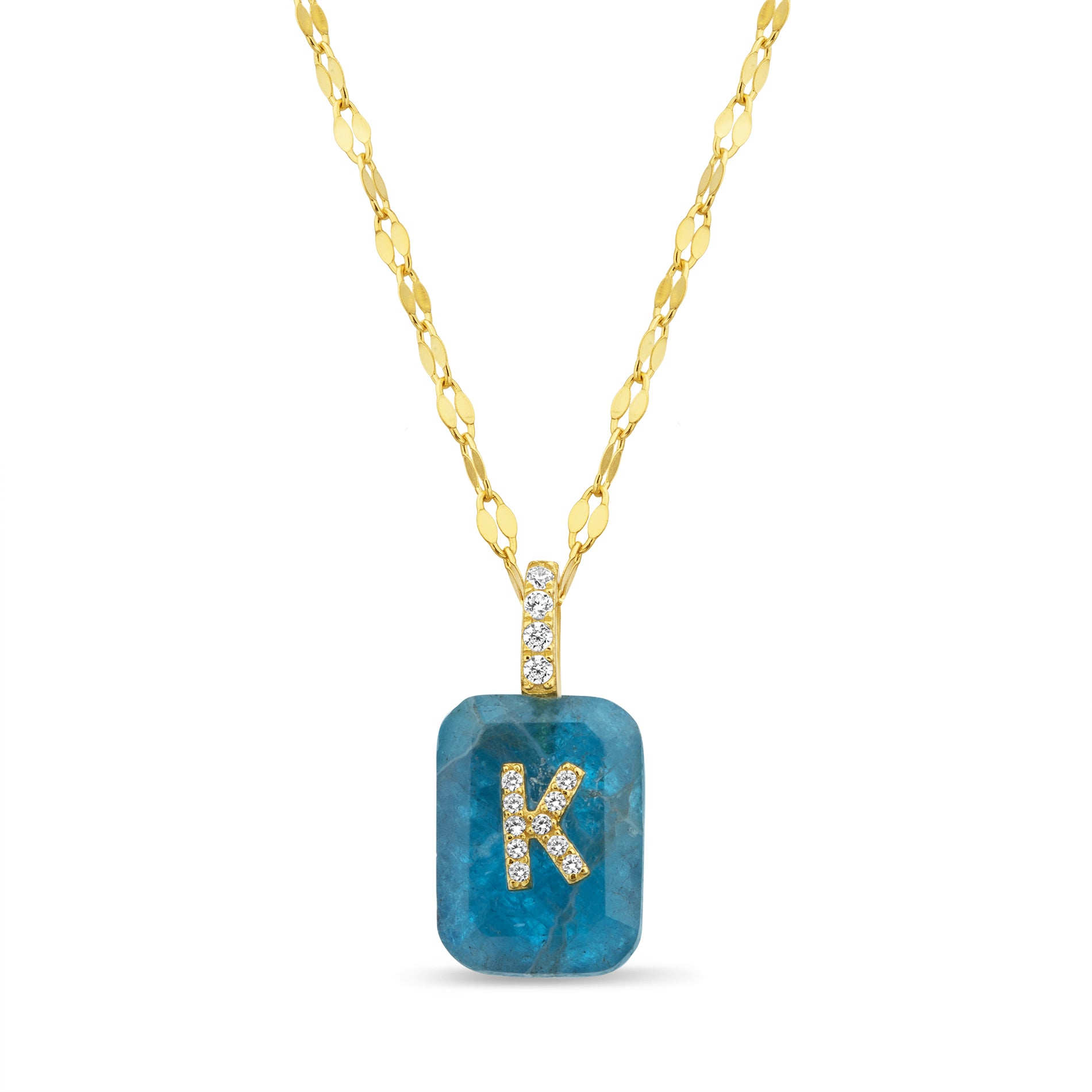 Gold and Apatite Initial Pendant